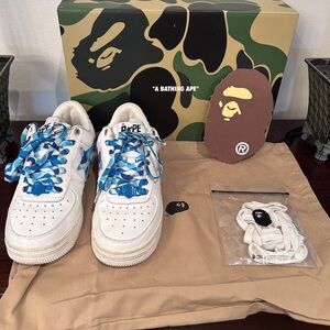 Kids White and Blue Sneakers